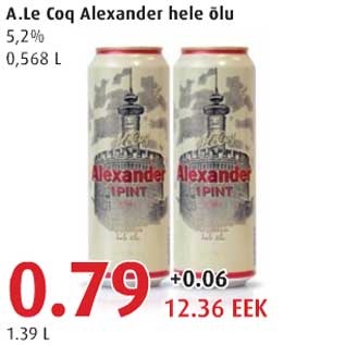 Allahindlus - A.Le Coq Alexander hele õlu