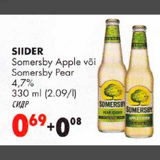 Allahindlus - Siider Somersby Apple või Somersby Pear 4,7%, 330ml