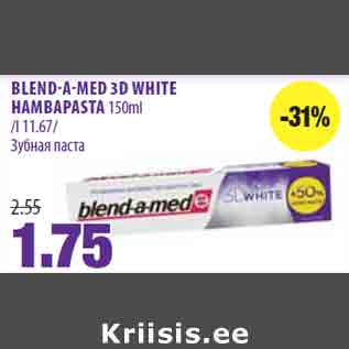 Allahindlus - BLEND-A-MED 3D WHITE HAMBAPASTA 150ml