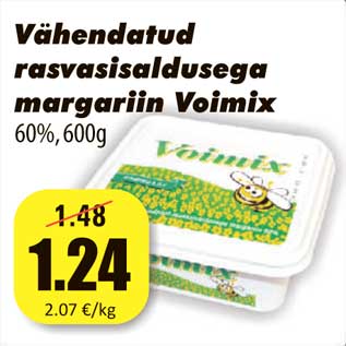 Allahindlus - Vähendatud rasvasisaldusega margariin Voimix 60%, 600g