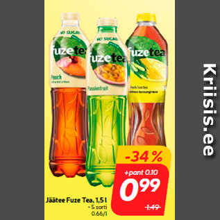 Allahindlus - Jäätee Fuze Tea, 1,5 l