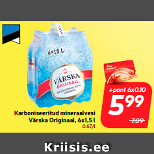 Allahindlus - Karboniseeritud mineraalvesi Värska Originaal, 6x1,5 l