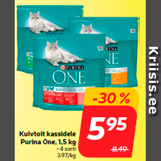 Allahindlus - Kuivtoit kassidele Purina One, 1,5 kg