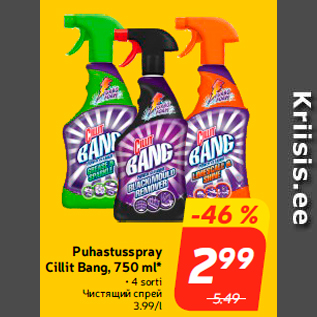 Allahindlus - Puhastusspray Cillit Bang, 750 ml*