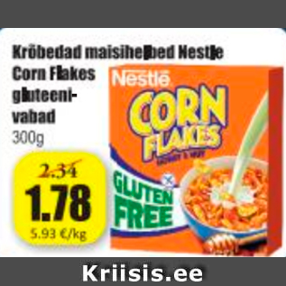 Allahindlus - Krõbedad maisihelbed Nestle Corn Flakes gluteenivabad 300 g