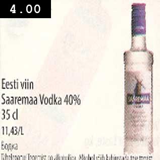 Allahindlus - Eesti viin Saaremaa Vodka