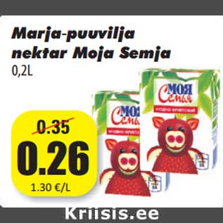 Allahindlus - Marja-puuvilja nektar Moja Semja 0,2L
