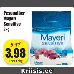 Allahindlus - Pesupulber Mayeri Sensitive 2 kg