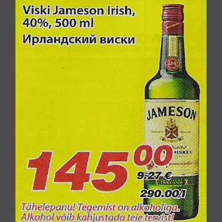 Allahindlus - Viski Jameson Irish