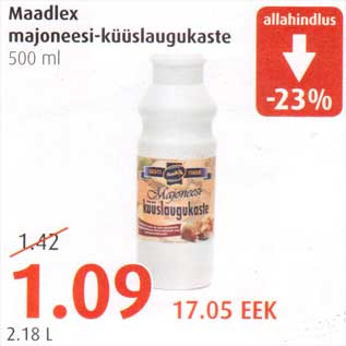 Allahindlus - Maadlex majoneesi-küüslaugukaste