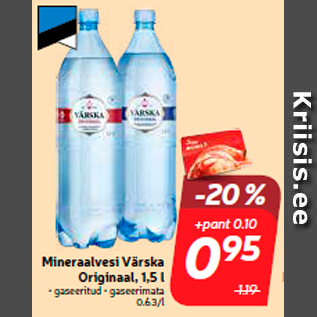 Allahindlus - Mineraalvesi Värska Originaal, 1,5 l