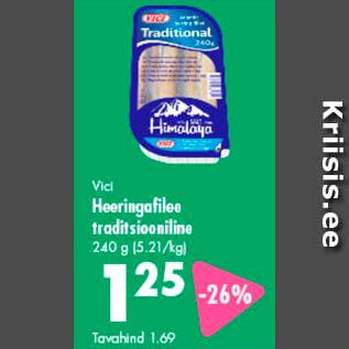 Allahindlus - Vici Heeringafilee traditsiooniline 240 g