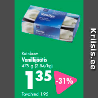 Allahindlus - Rainbow Vanillijäätis 475 g