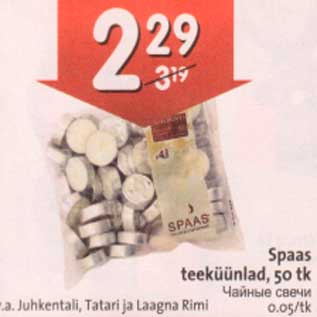 Allahindlus - Spaas teeküünlad, 50 tk