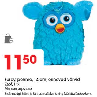 Allahindlus - Furby, pehme, 14 cm, erinevad värvid Zapf, 1 tk