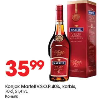 Allahindlus - Konjak Martell V.S.O.P. 40%, karbis, 70 cl, 51,41/L