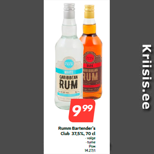 Allahindlus - Rumm Bartender’s Club 37,5%, 70 cl