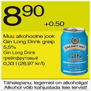 Allahindlus - Muu alkohoolne jook Gin Long Drink greip