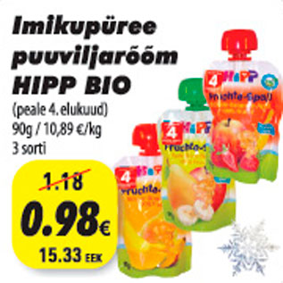 Allahindlus - Imikupüree puuviljarõõm Hipp Bio