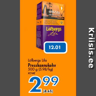 Allahindlus - Löfbergs Lila Presskannukohv 500 g