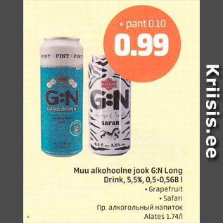 Allahindlus - Muu alkohoolne jook G:N Long Drink