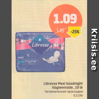 Allahindlus - Libresse Maxi Goodnight hügieeniside, 10 tk