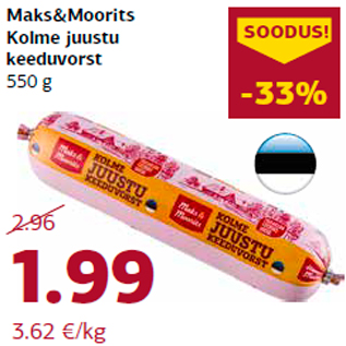 Allahindlus - Maks&Moorits Kolme juustu keeduvorst 550 g