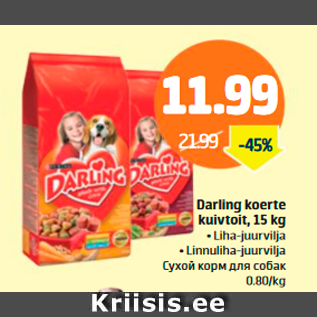 Allahindlus - Darling koerte kuivtoit, 15 kg