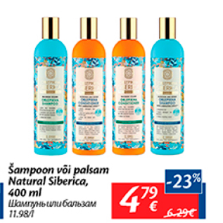 Allahindlus - Šampoon või palsam Natural Siberica, 400 ml