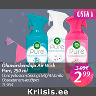 Allahindlus - Õhuvärskendaja Air Wick Pure, 250 ml