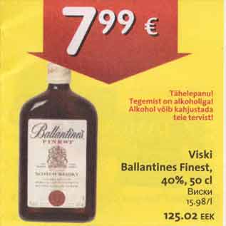 Allahindlus - Viski Ballantines Finest