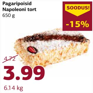 Allahindlus - Pagaripoisid Napoleoni tort 650 g