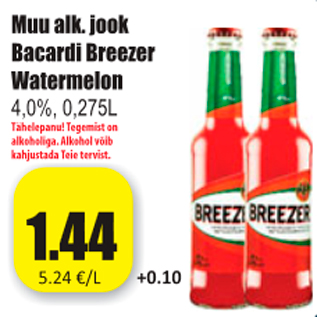 Allahindlus - Muu alk. jook Bacardi Breezer Watermelon