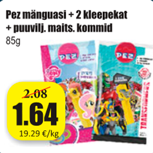 Allahindlus - Pez mänguasi + kleepekat + puuvilj. maits. kommid 85 g