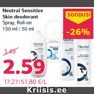 Allahindlus - Neutral Sensitive Skin deodorant