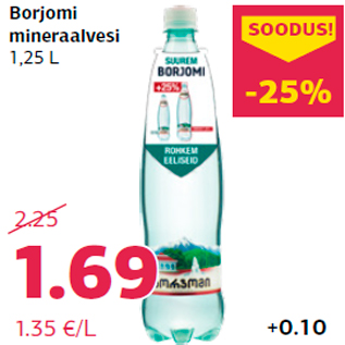 Allahindlus - Borjomi mineraalvesi 1,25 L