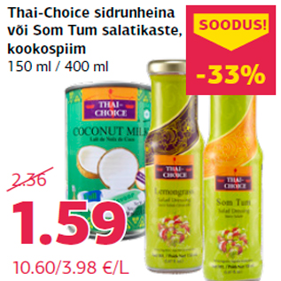 Allahindlus - Thai-Choice sidrunheina või Som Tum salatikaste, kookospiim