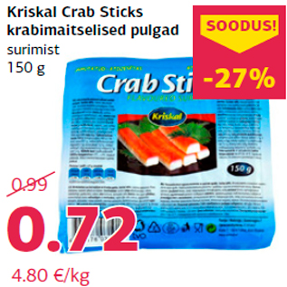 Allahindlus - Kriskal Crab Sticks krabimaitselised pulgad
