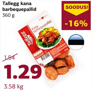 Allahindlus - Tallegg kana barbequepallid 360 g