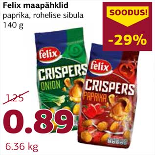 Allahindlus - Felix maapähklid paprika, rohelise sibula 140 g