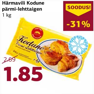 Allahindlus - Härmavili Kodune pärmi-lehttaigen 1 kg