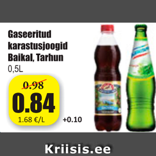 Скидка - Газированные безалкогольные напитки Baikal, Tarhun 0,5 л
