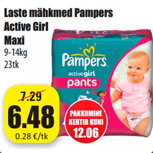 Allahindlus - Laste mähkmed Pampers Active Girl Maxi