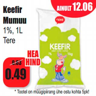 Allahindlus - Keefir Mumuu 1%, 1L Tere