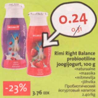 Allahindlus - Rimi Right Balance probiootiline joogijogurt