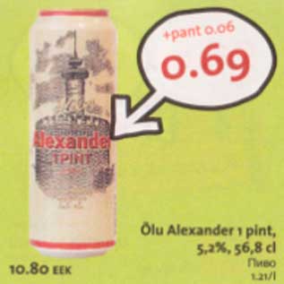 Allahindlus - Õlu Alexander 1 pint