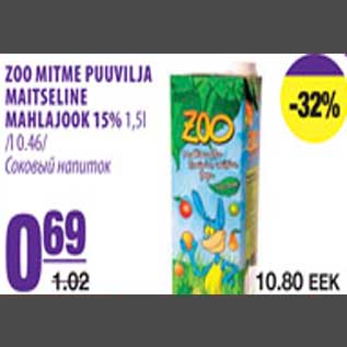 Allahindlus - Zoo Mitme Puuvilja maitseline mahlajook