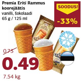 Allahindlus - Premia Eriti Rammus koorejäätis