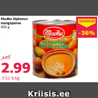 Allahindlus - Madhu Alphonso mangopüree 850 g