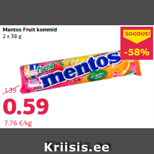 Allahindlus - Mentos Fruit kommid